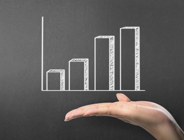 yazı tahtası Beyaz tebeşir ile çizim sonuç grafiği