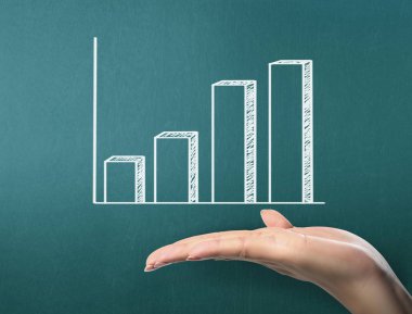 yazı tahtası Beyaz tebeşir ile çizim sonuç grafiği