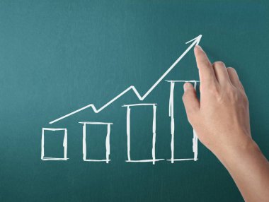 yazı tahtası Beyaz tebeşir ile çizim sonuç grafiği