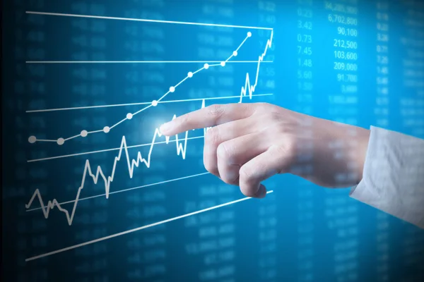 Beruházási Koncepció Pénzügyi Diagram Szimbólumoknak Kéz Kéz — Stock Fotó