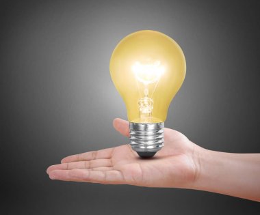 bir ampul ile enerji tutan el 