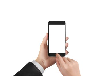 Bir elde ekran akıllı telefonuna dokun