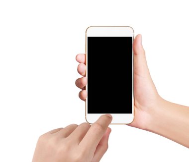 Bir elde ekran akıllı telefonuna dokun