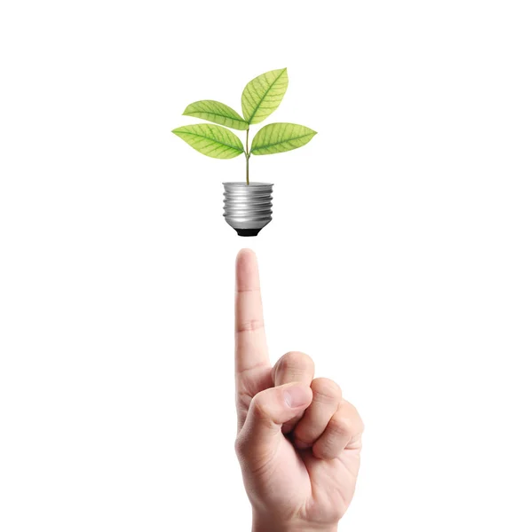 Mano Sosteniendo Una Bombilla Con Energía — Foto de Stock