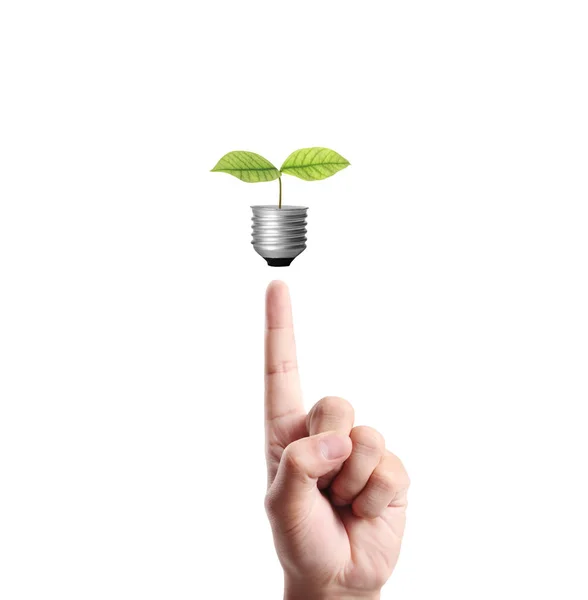 Mano Sosteniendo Una Bombilla Con Energía — Foto de Stock