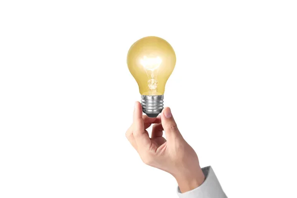 Hand Met Een Lampje Met Energie — Stockfoto