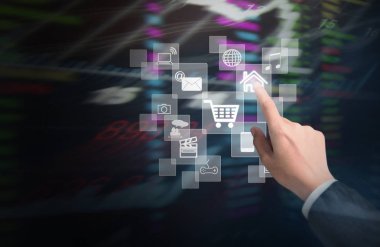 Modern sosyal düğmelere elle bas