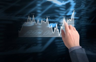 yatırım kavramı, işadamı ile elden gelen finansal simgeler