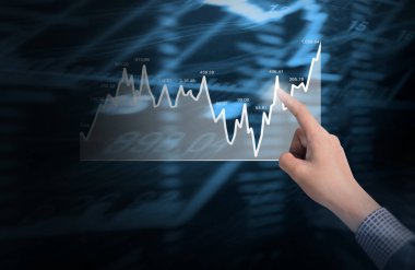 yatırım kavramı, işadamı ile elden gelen finansal simgeler