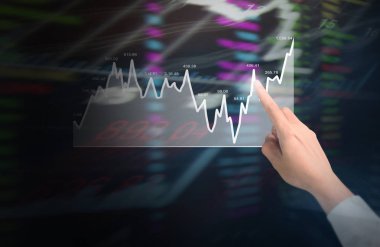 yatırım kavramı, işadamı ile elden gelen finansal simgeler