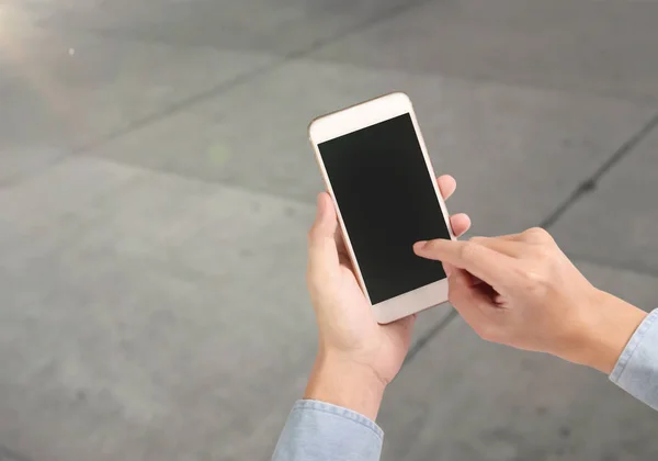 Ekran Dotykowy Smartfon Dłoni — Zdjęcie stockowe