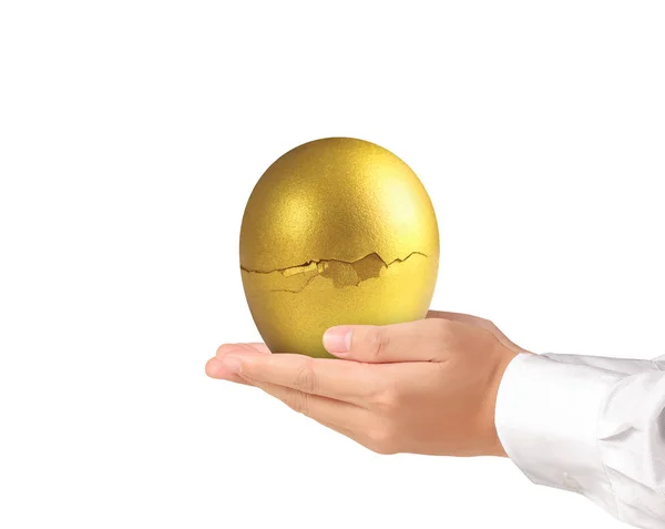 Empresario Sosteniendo Huevos Oro — Foto de Stock