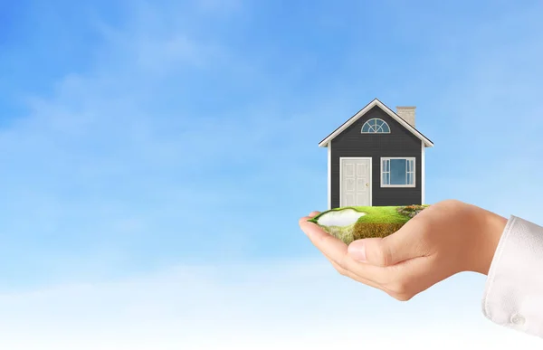 Hypotheek Concept Huis Van Hand — Stockfoto