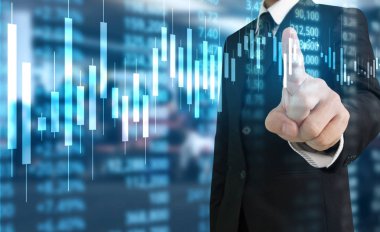 Yatırım kavramı, el elden gelen stok mali grafik sembolleri ile