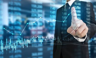 Yatırım kavramı, el elden gelen stok mali grafik sembolleri ile