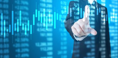 Yatırım kavramı, el elden gelen stok mali grafik sembolleri ile