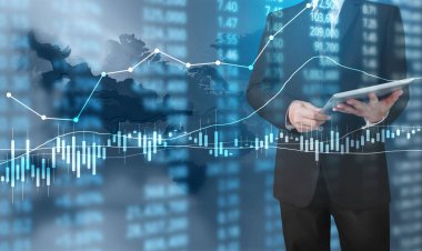 Yatırım kavramı, el elden gelen stok mali grafik sembolleri ile