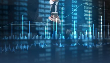 Yatırım kavramı, el elden gelen stok mali grafik sembolleri ile