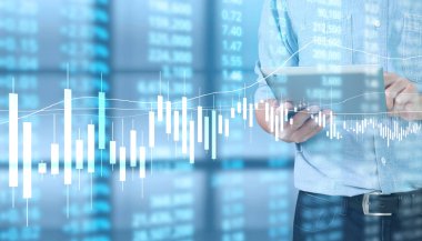 Yatırım kavramı, el elden gelen stok mali grafik sembolleri ile