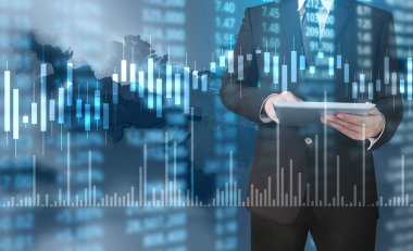 Yatırım kavramı, el elden gelen stok mali grafik sembolleri ile