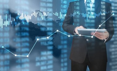 Yatırım kavramı, el elden gelen stok mali grafik sembolleri ile