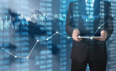 Yatırım kavramı, el elden gelen stok mali grafik sembolleri ile