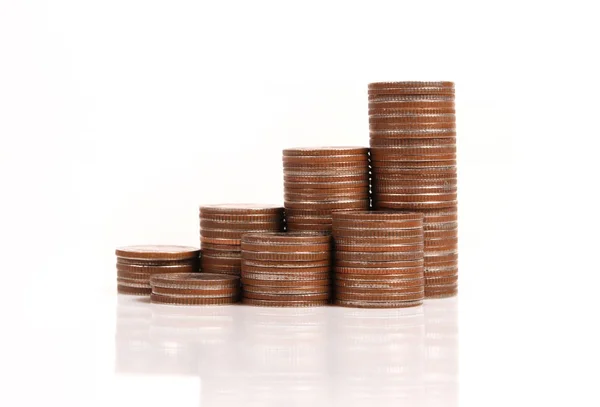 Investment concept, Coins graph stock market — Stock Photo, Image