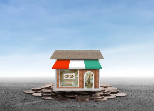 コイン スタック上に立っている小さな家 — ストック写真