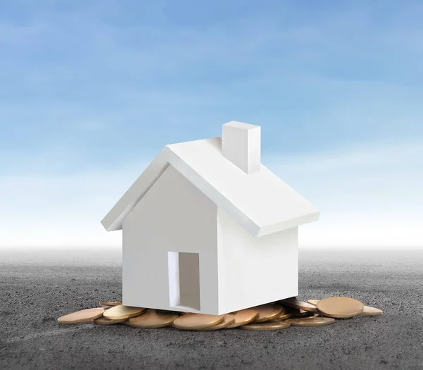 House on pile of coins,money — Stock Photo, Image