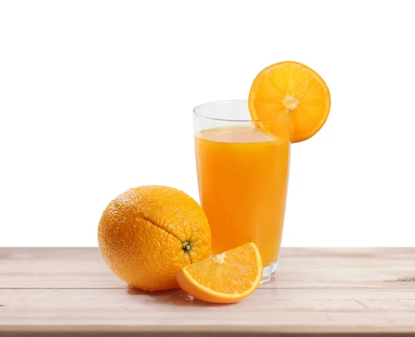 Orange  on white wooden table — Stock Photo, Image