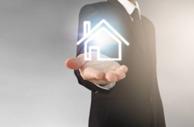 İşadamı el noktası veri ağ bağlantısı dokunmadan