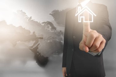 İşadamı el noktası veri ağ bağlantısı dokunmadan