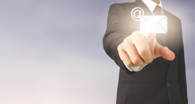 İşadamı el noktası veri ağ bağlantısı dokunmadan