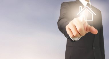 İşadamı el noktası veri ağ bağlantısı dokunmadan