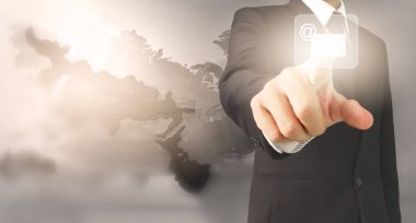 İşadamı el noktası veri ağ bağlantısı dokunmadan