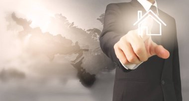 İşadamı el noktası veri ağ bağlantısı dokunmadan