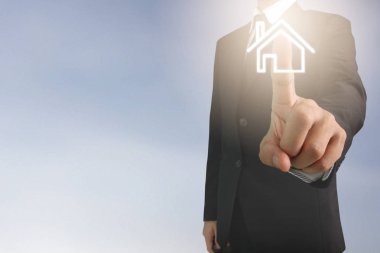 İşadamı el noktası veri ağ bağlantısı dokunmadan