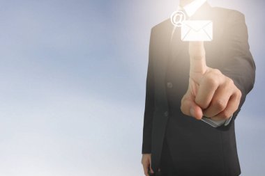 İşadamı el noktası veri ağ bağlantısı dokunmadan