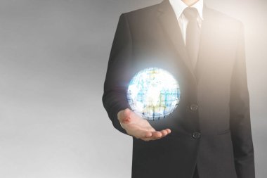 İşadamı el noktası veri ağ bağlantısı dokunmadan