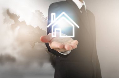 İşadamı el noktası veri ağ bağlantısı dokunmadan