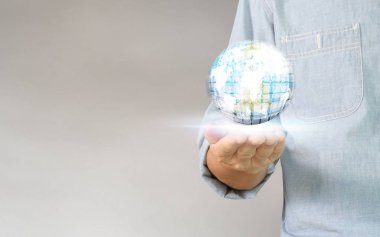 İşadamı el noktası veri ağ bağlantısı dokunmadan