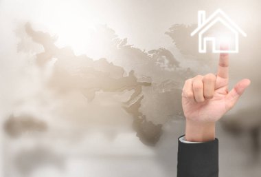 İşadamı el noktası veri ağ bağlantısı dokunmadan