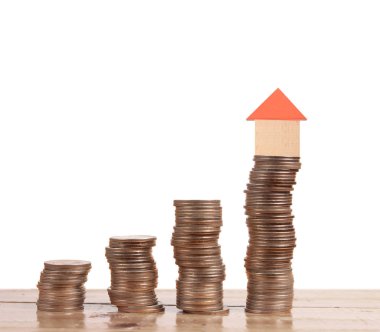 Bozuk para üzerindeki evin modeli.