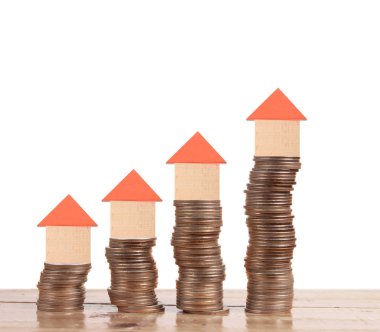 Bozuk para üzerindeki evin modeli.