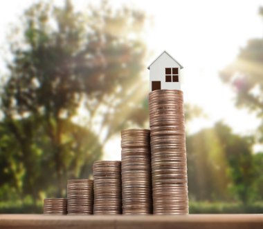 Bozuk para üzerindeki evin modeli.