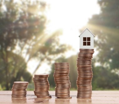 Bozuk para üzerindeki evin modeli.