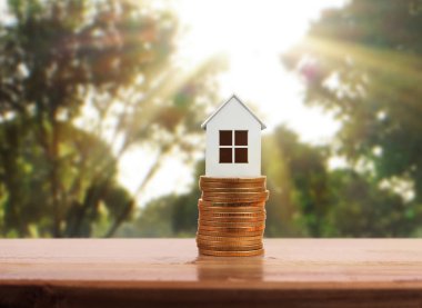 Bozuk para üzerindeki evin modeli.