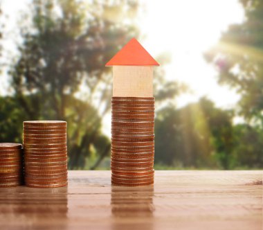 Bozuk para üzerindeki evin modeli.