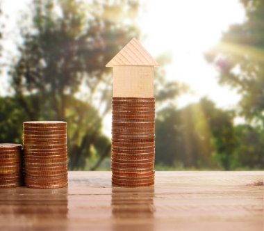 Bozuk para üzerindeki evin modeli.