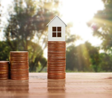 Bozuk para üzerindeki evin modeli.